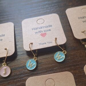 Gold and Blue Initial Earrings W